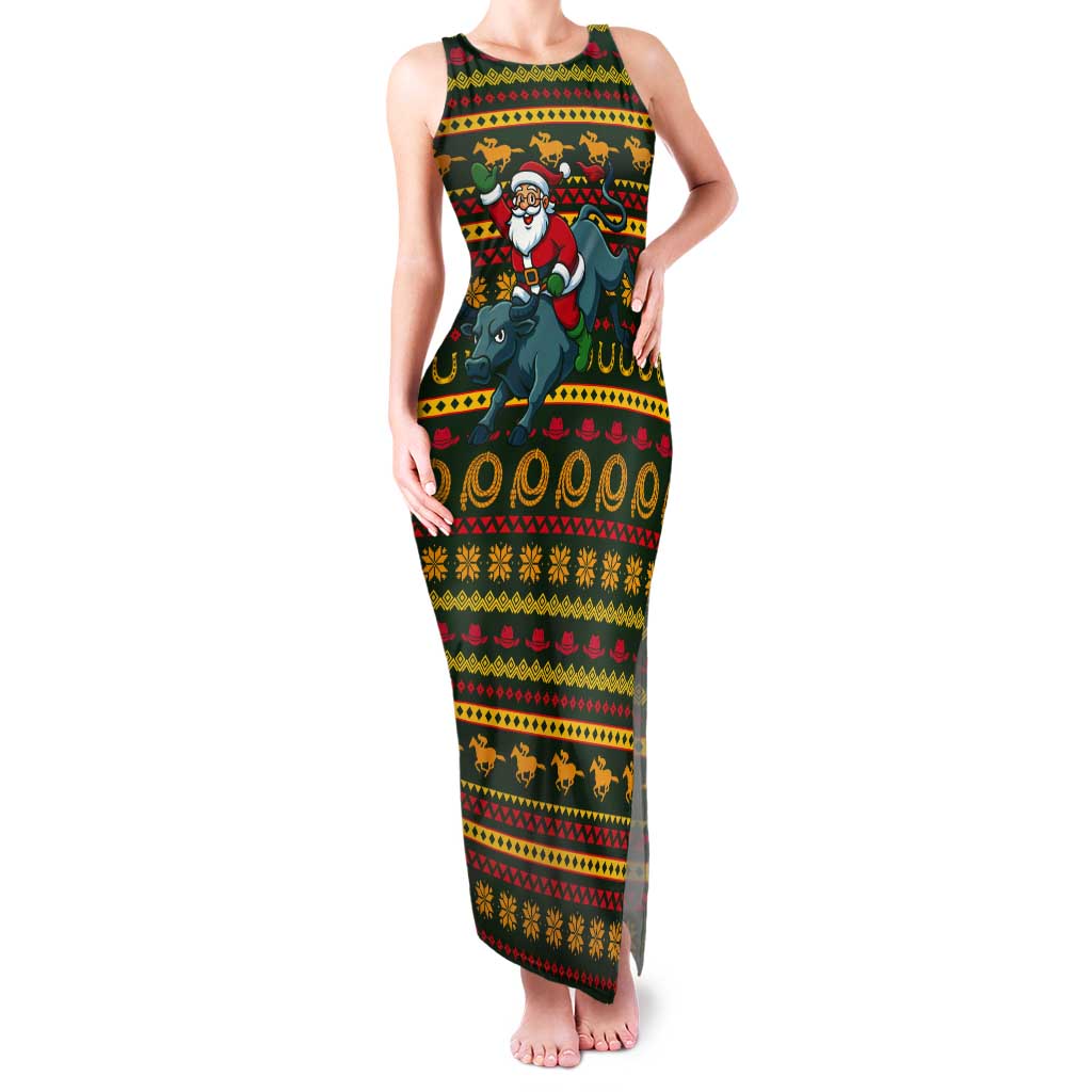 Amazing Cowboy Santa Claus Christmas Tank Maxi Dress Xmas Holiday Patterns - Wonder Print Shop