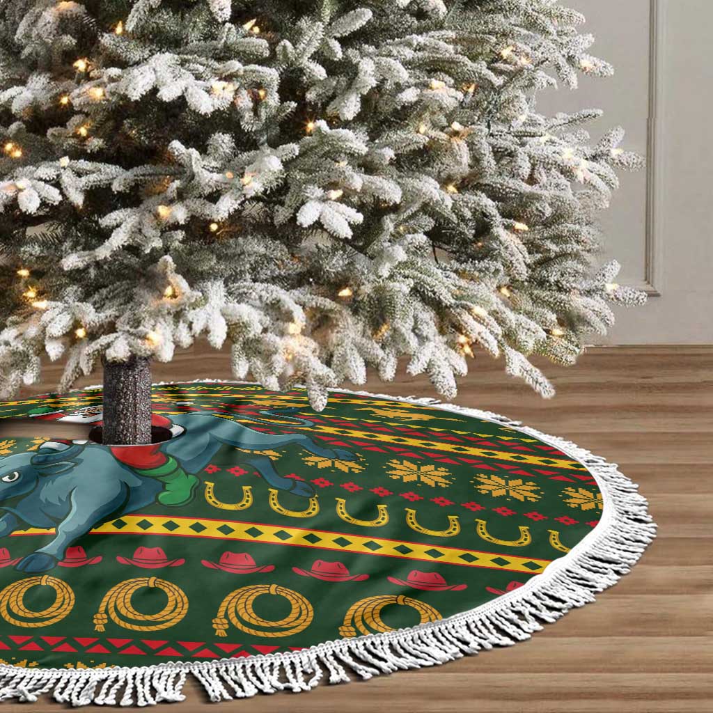 Amazing Cowboy Santa Claus Christmas Tree Skirt Xmas Holiday Patterns - Wonder Print Shop
