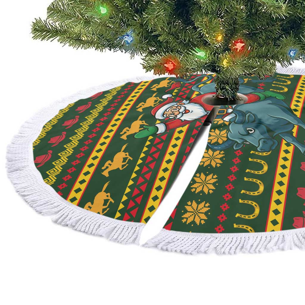 Amazing Cowboy Santa Claus Christmas Tree Skirt Xmas Holiday Patterns - Wonder Print Shop