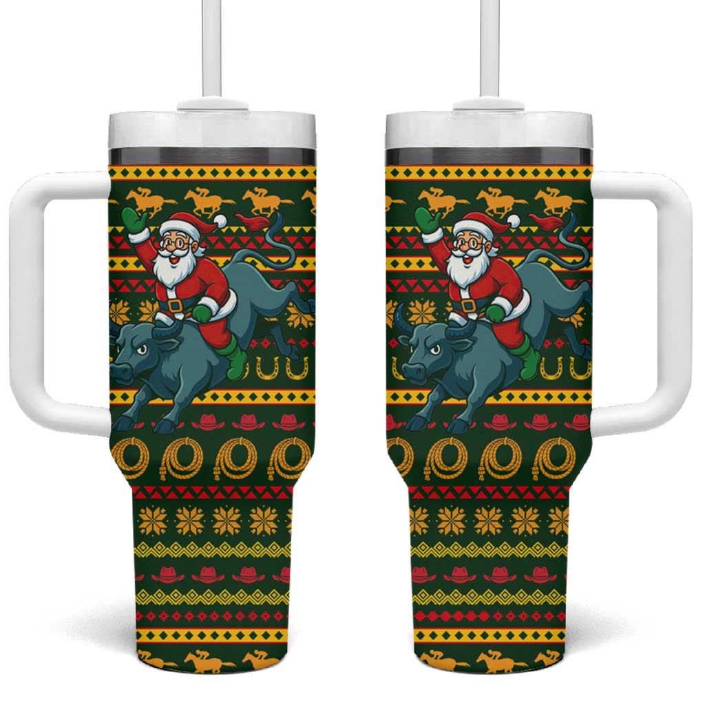 Amazing Cowboy Santa Claus Christmas Tumbler With Handle Xmas Holiday Patterns - Wonder Print Shop
