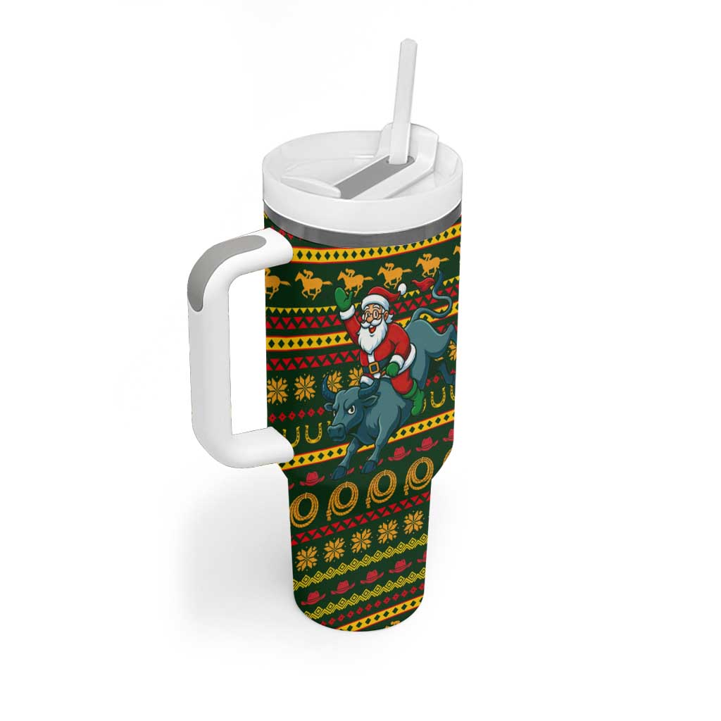 Amazing Cowboy Santa Claus Christmas Tumbler With Handle Xmas Holiday Patterns - Wonder Print Shop