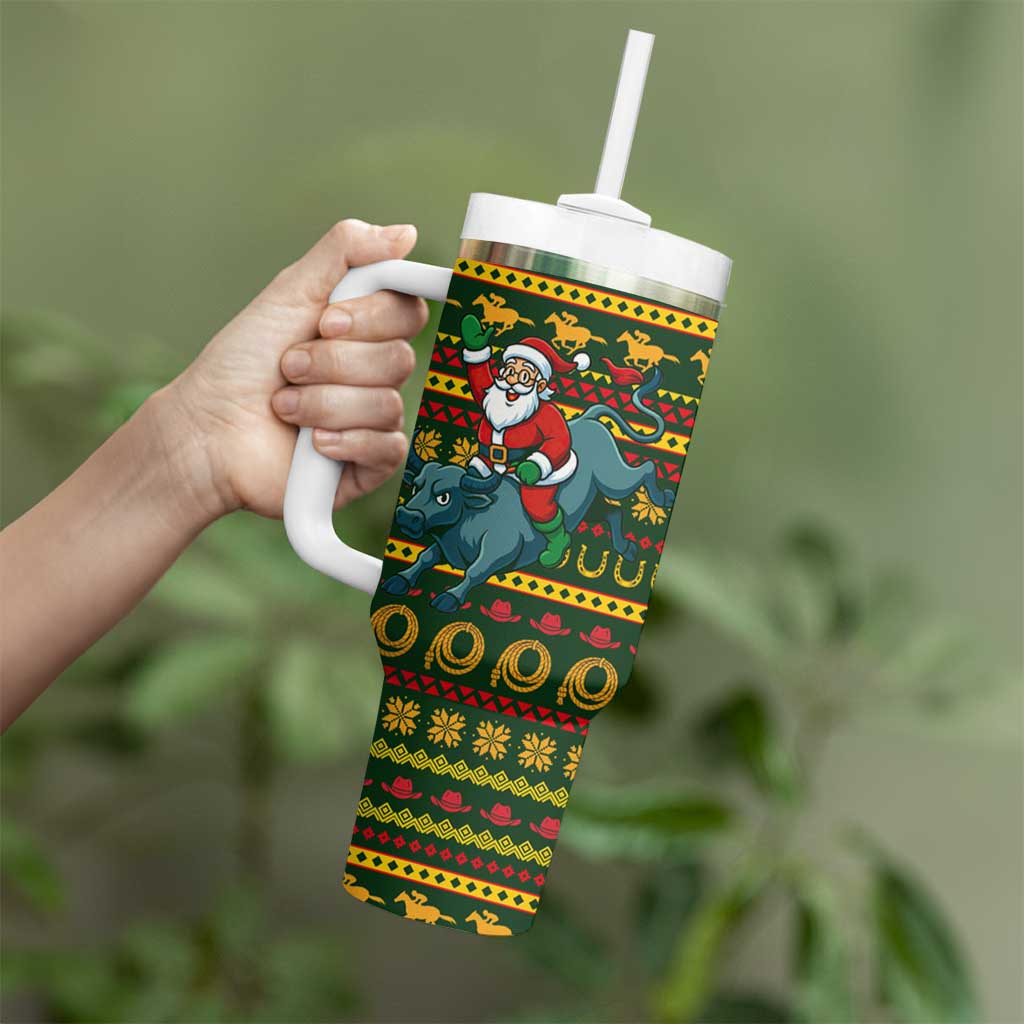 Amazing Cowboy Santa Claus Christmas Tumbler With Handle Xmas Holiday Patterns - Wonder Print Shop