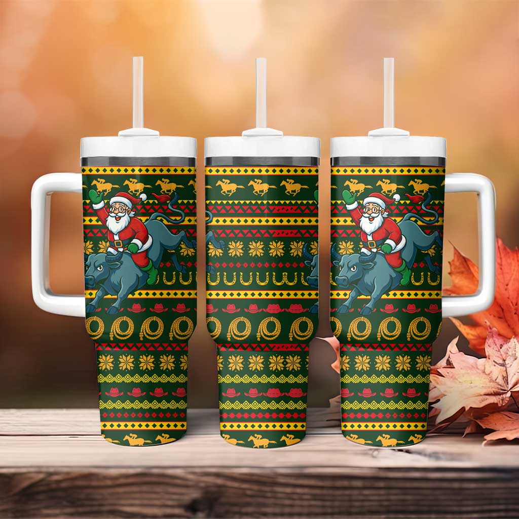 Amazing Cowboy Santa Claus Christmas Tumbler With Handle Xmas Holiday Patterns - Wonder Print Shop