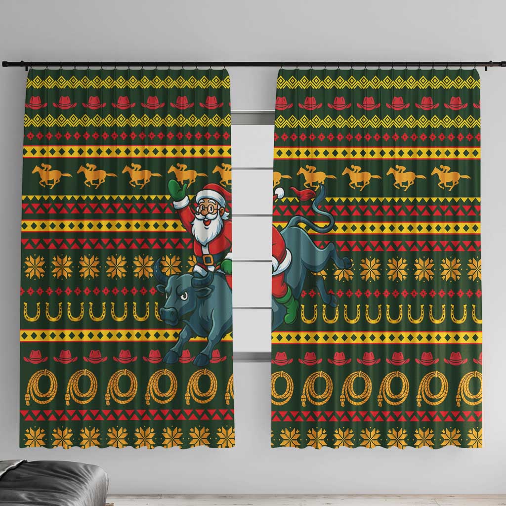 Amazing Cowboy Santa Claus Christmas Window Curtain Xmas Holiday Patterns - Wonder Print Shop