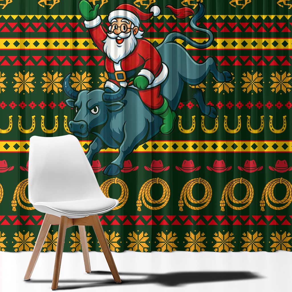 Amazing Cowboy Santa Claus Christmas Window Curtain Xmas Holiday Patterns - Wonder Print Shop