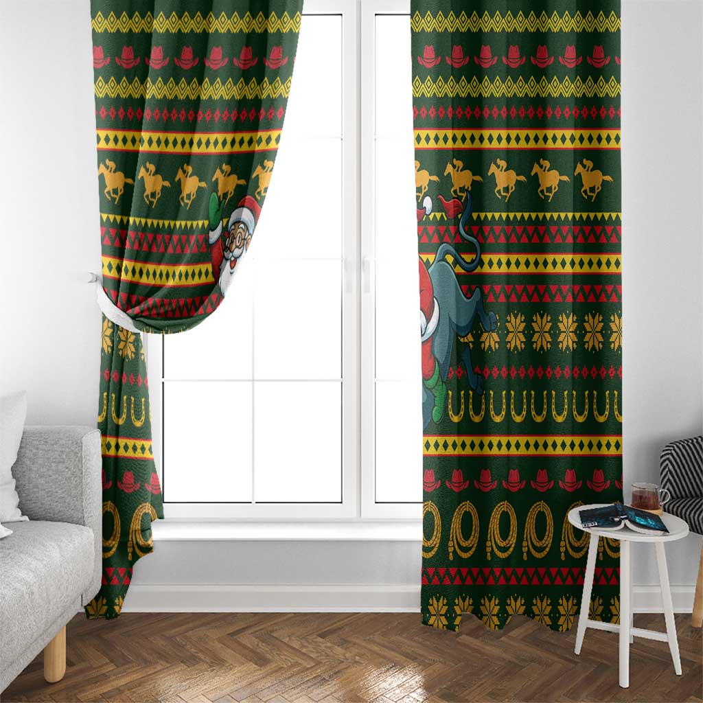 Amazing Cowboy Santa Claus Christmas Window Curtain Xmas Holiday Patterns - Wonder Print Shop