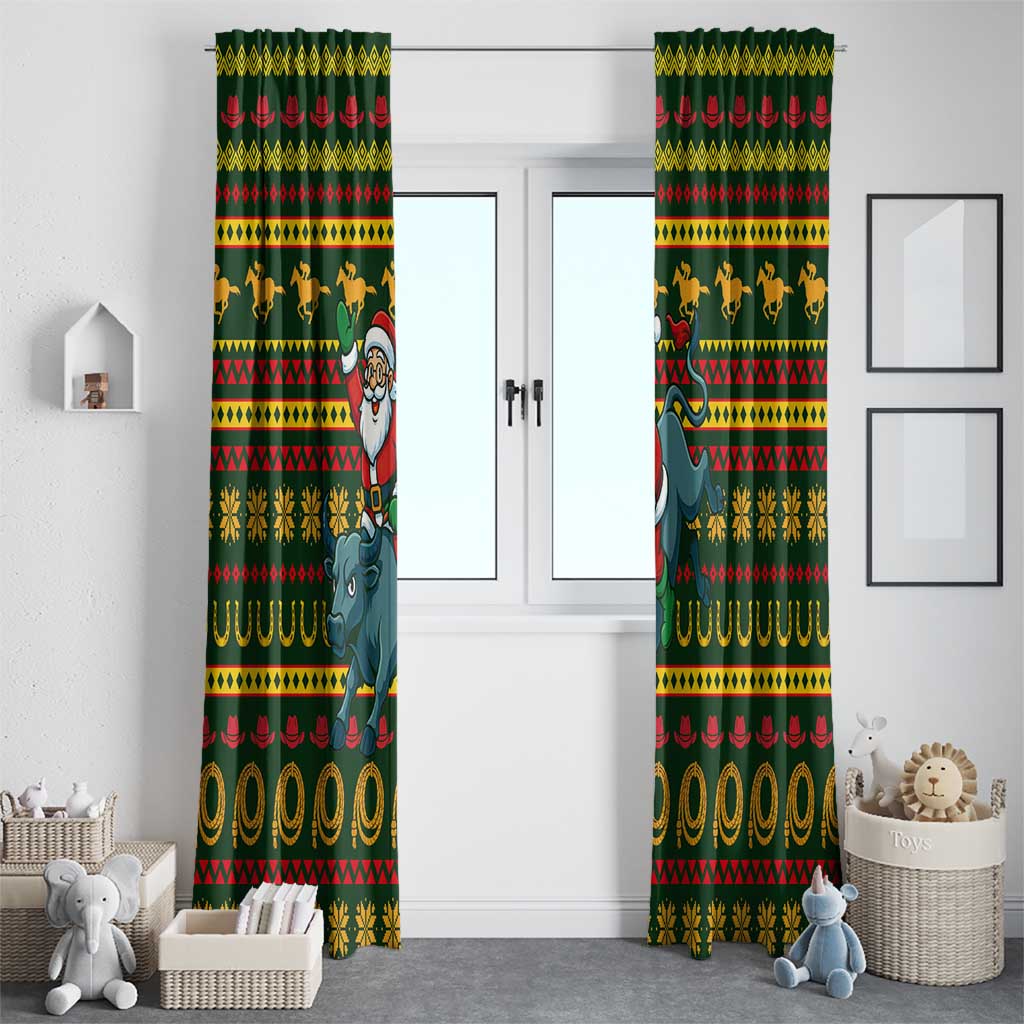Amazing Cowboy Santa Claus Christmas Window Curtain Xmas Holiday Patterns - Wonder Print Shop