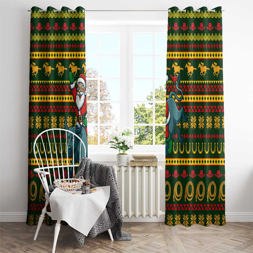 Amazing Cowboy Santa Claus Christmas Window Curtain Xmas Holiday Patterns - Wonder Print Shop