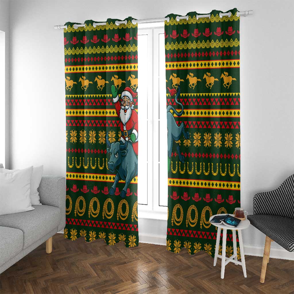 Amazing Cowboy Santa Claus Christmas Window Curtain Xmas Holiday Patterns - Wonder Print Shop