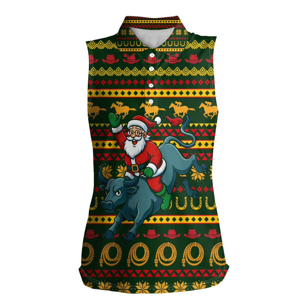 Amazing Cowboy Santa Claus Christmas Women Sleeveless Polo Shirt Xmas Holiday Patterns - Wonder Print Shop
