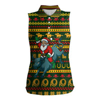 Amazing Cowboy Santa Claus Christmas Women Sleeveless Polo Shirt Xmas Holiday Patterns - Wonder Print Shop