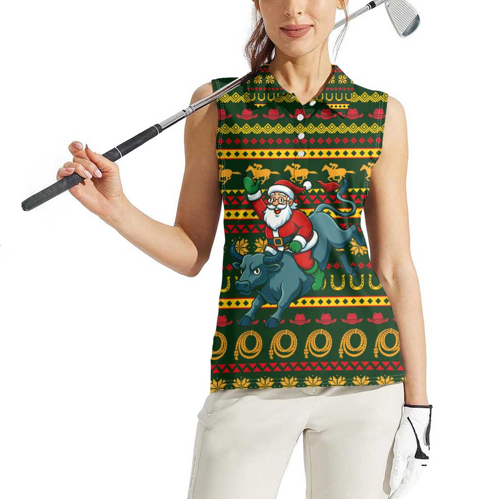 Amazing Cowboy Santa Claus Christmas Women Sleeveless Polo Shirt Xmas Holiday Patterns - Wonder Print Shop