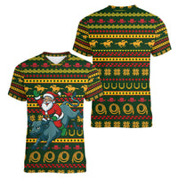 Amazing Cowboy Santa Claus Christmas Women V-Neck T-Shirt Xmas Holiday Patterns - Wonder Print Shop