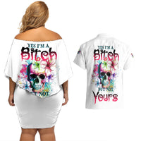 Yes I'm A B But Not Yours Couples Matching Off Shoulder Short Dress and Hawaiian Shirt - Wonder Print Shop