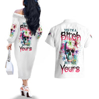 Yes I'm A B But Not Yours Couples Matching Off The Shoulder Long Sleeve Dress and Hawaiian Shirt - Wonder Print Shop