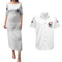 Yes I'm A B But Not Yours Couples Matching Puletasi Dress and Hawaiian Shirt - Wonder Print Shop