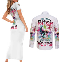 Yes I'm A B But Not Yours Couples Matching Short Sleeve Bodycon Dress and Long Sleeve Button Shirt - Wonder Print Shop
