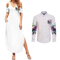 Yes I'm A B But Not Yours Couples Matching Summer Maxi Dress and Long Sleeve Button Shirt - Wonder Print Shop