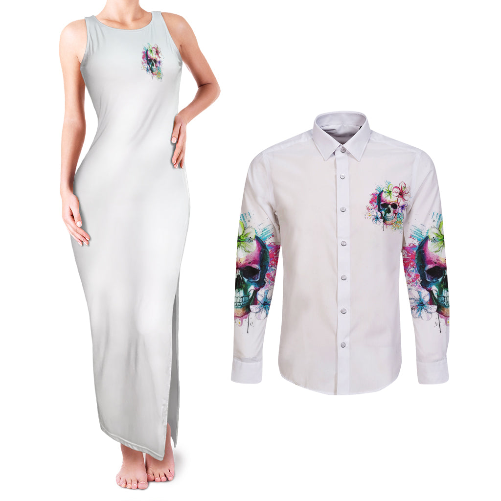 Yes I'm A B But Not Yours Couples Matching Tank Maxi Dress and Long Sleeve Button Shirt - Wonder Print Shop