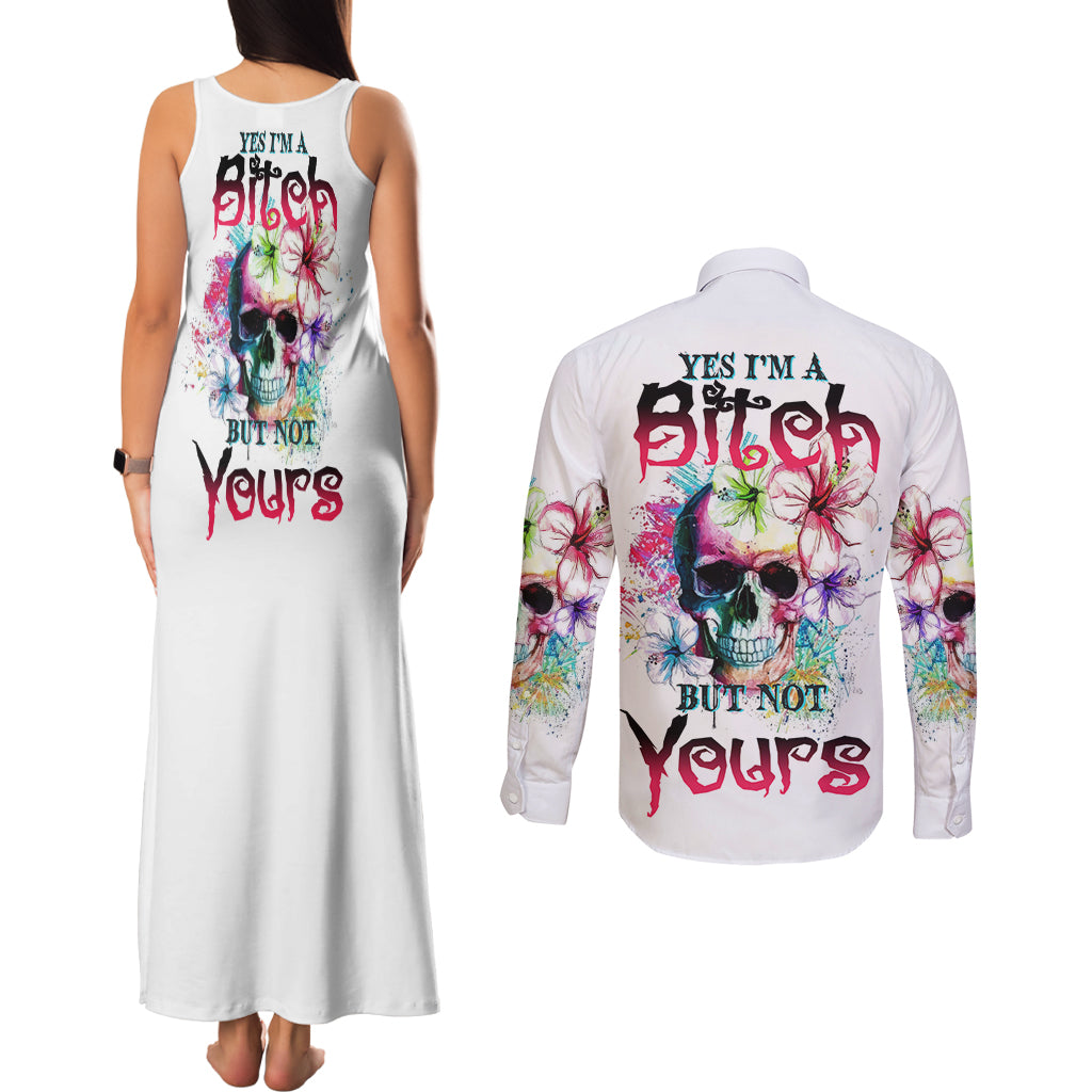 Yes I'm A B But Not Yours Couples Matching Tank Maxi Dress and Long Sleeve Button Shirt - Wonder Print Shop