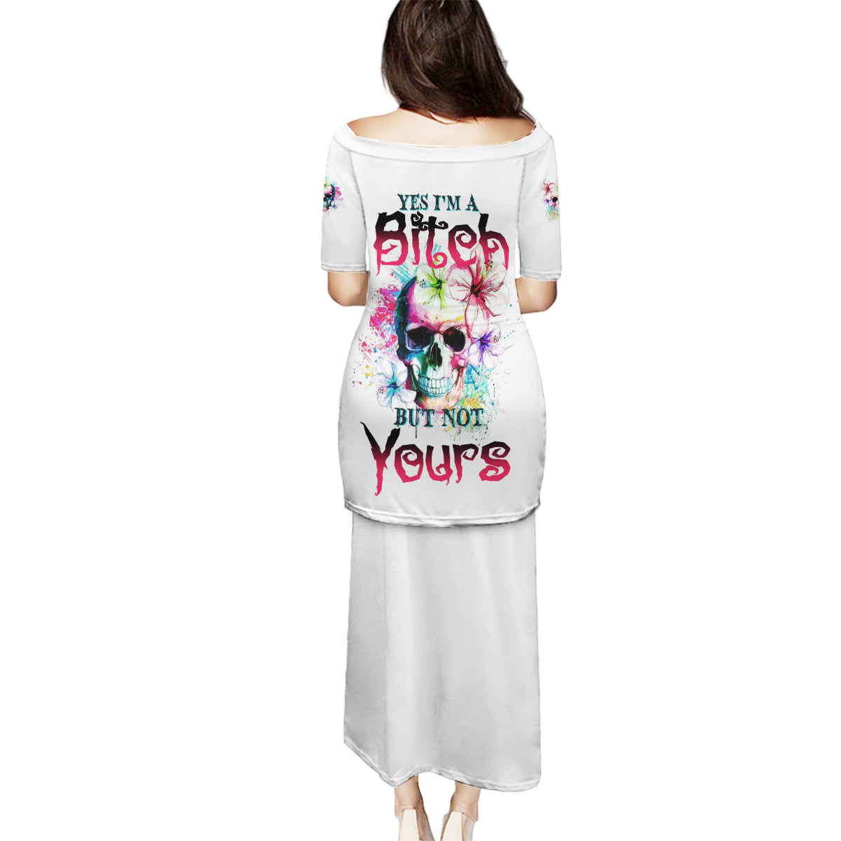 Yes I'm A B But Not Yours Family Matching Puletasi Dress and Hawaiian Shirt - Wonder Print Shop