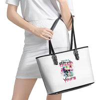 Yes I'm A B But Not Yours Leather Tote Bag - Wonder Print Shop