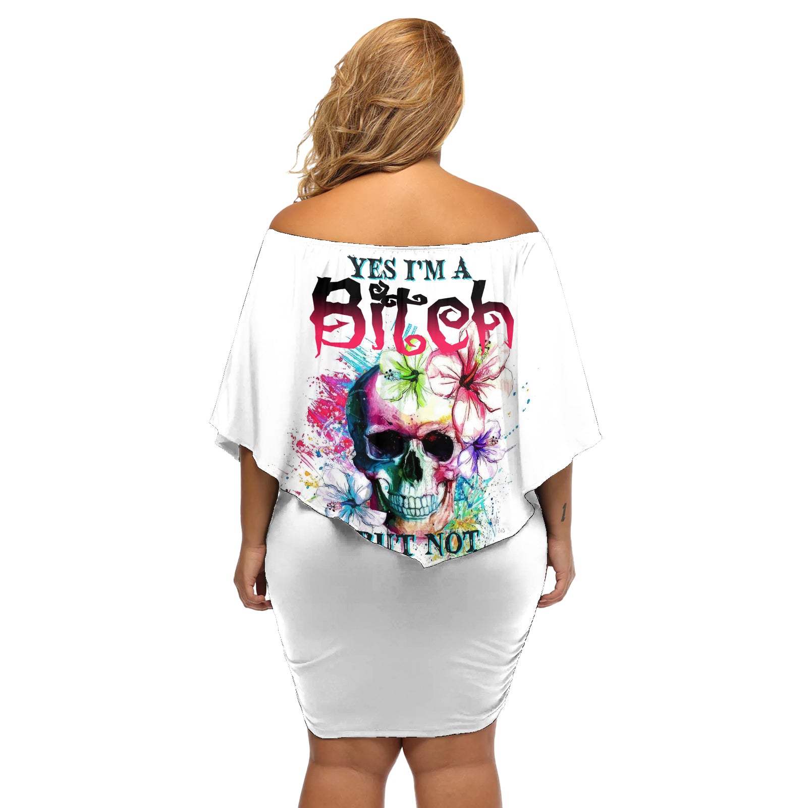 Yes I'm A B But Not Yours Off Shoulder Short Dress - Wonder Print Shop