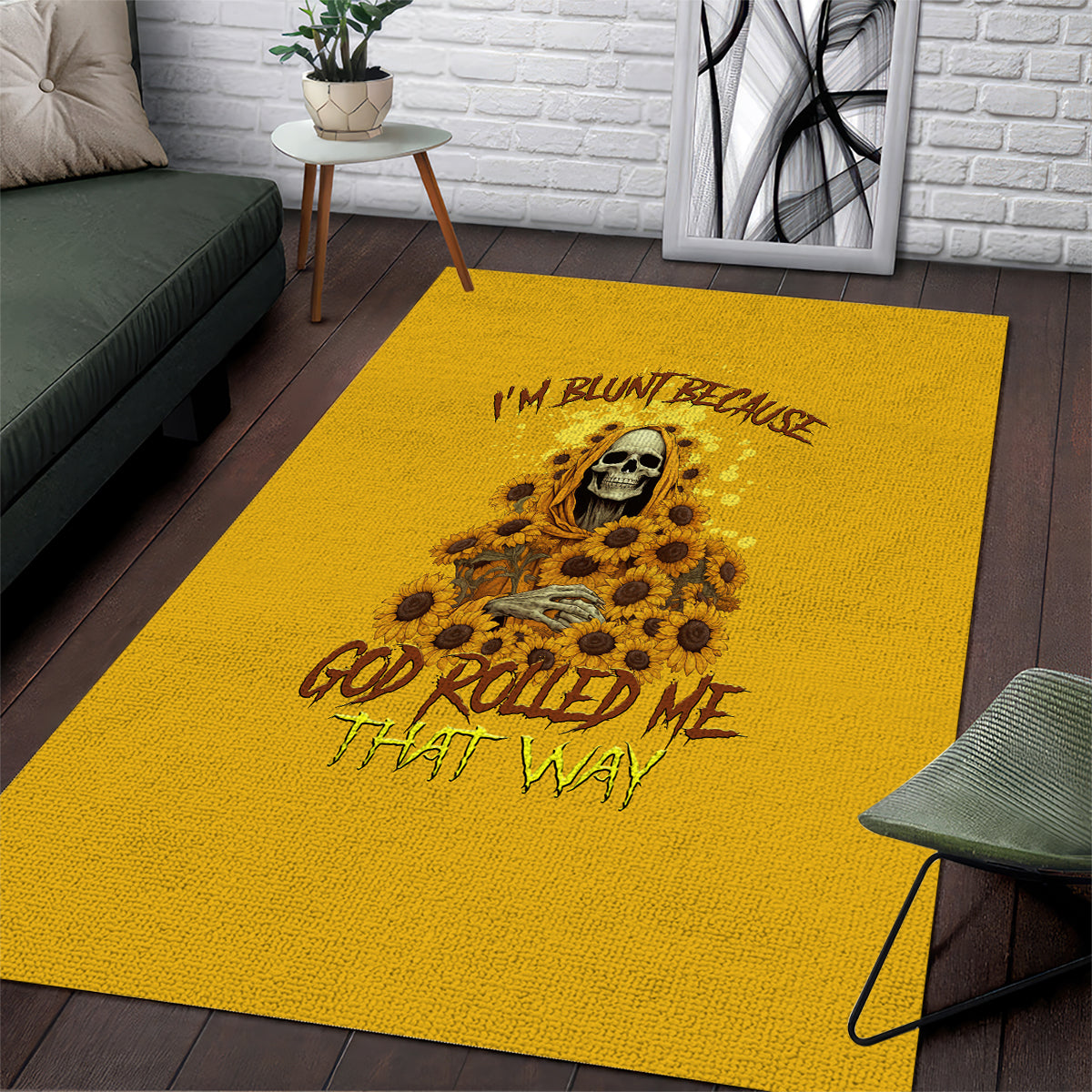 I'm Blunt Because God Rolled Me Sunflower Reaper Area Rug - Wonder Print Shop