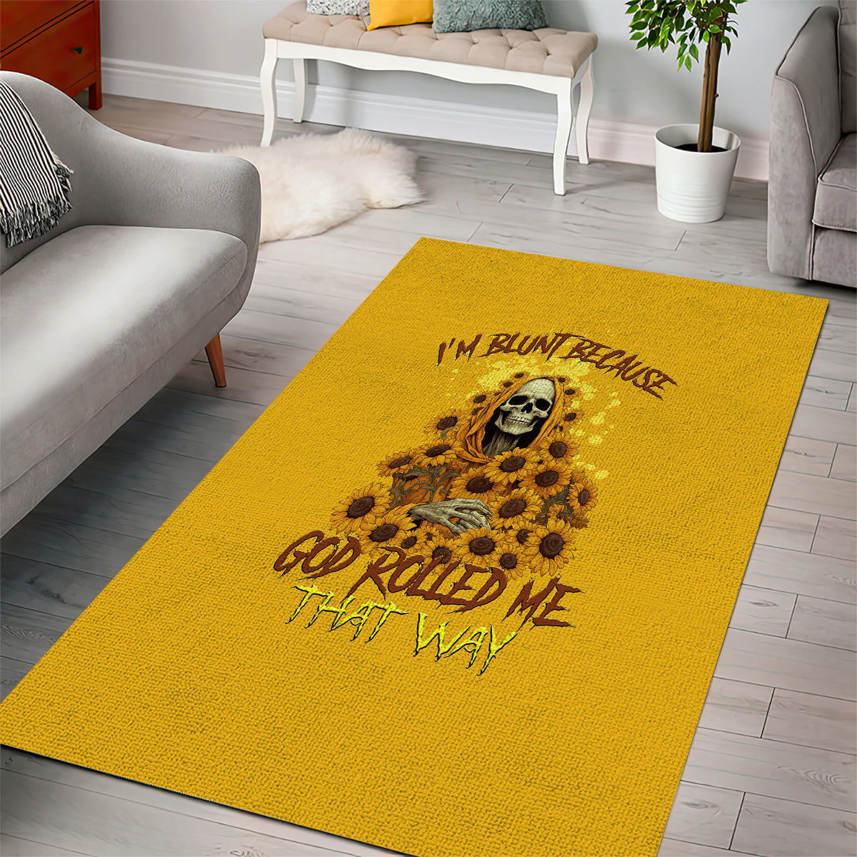 I'm Blunt Because God Rolled Me Sunflower Reaper Area Rug - Wonder Print Shop