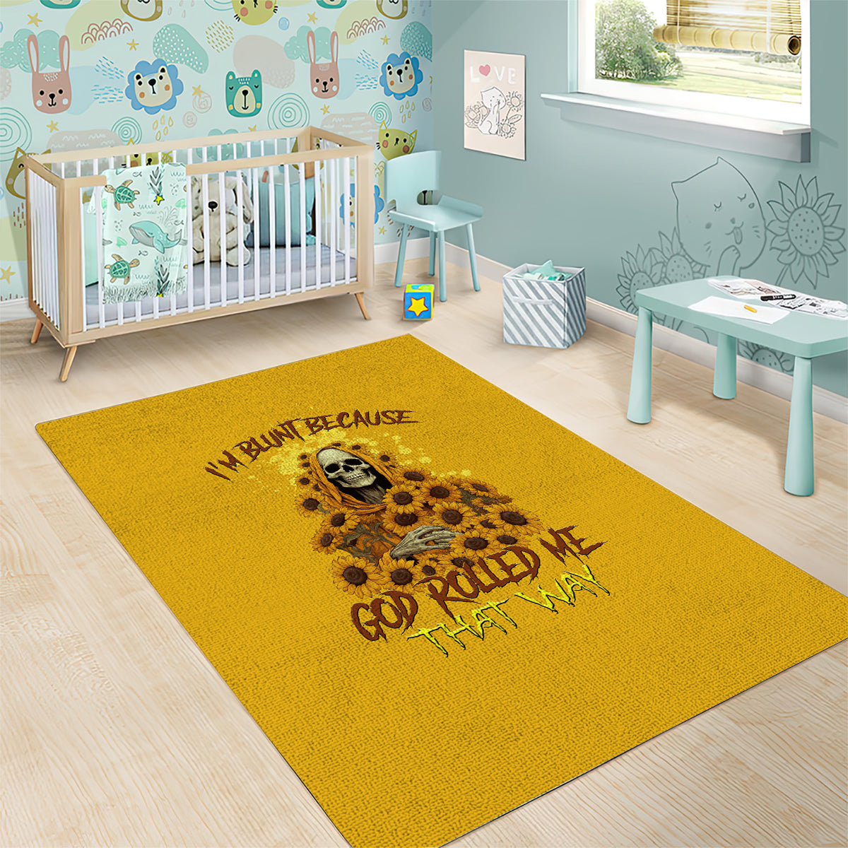 I'm Blunt Because God Rolled Me Sunflower Reaper Area Rug - Wonder Print Shop