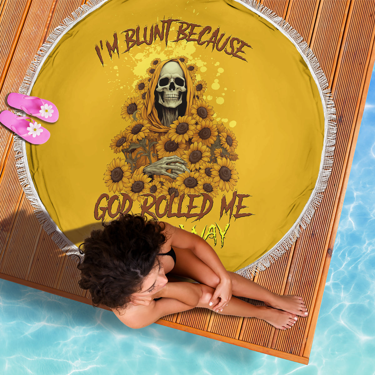 I'm Blunt Because God Rolled Me Sunflower Reaper Beach Blanket - Wonder Print Shop