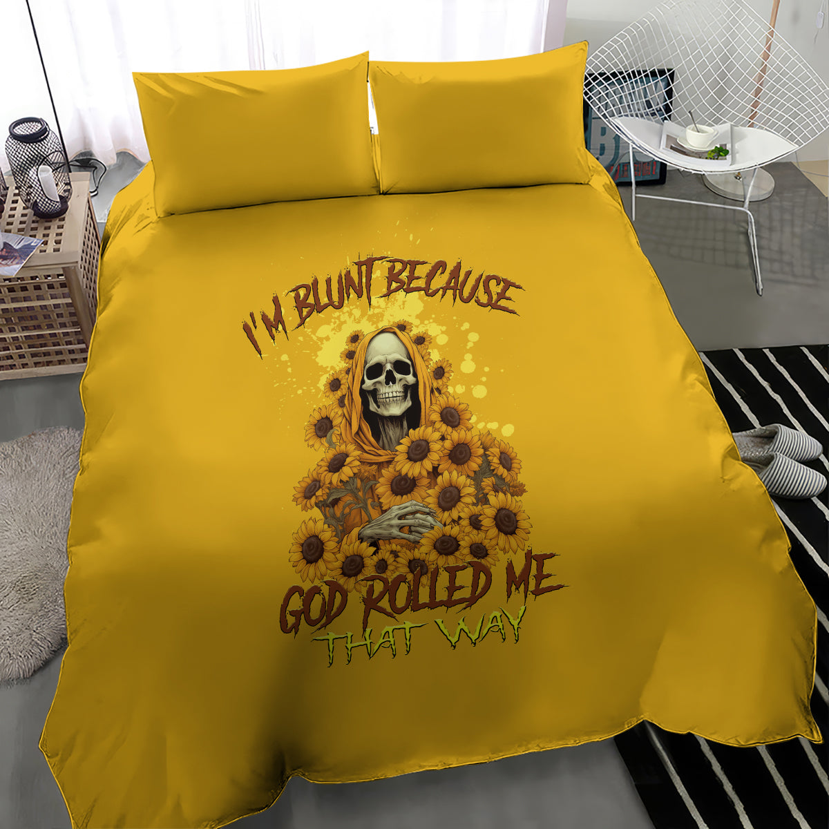 I'm Blunt Because God Rolled Me Sunflower Reaper Bedding Set - Wonder Print Shop