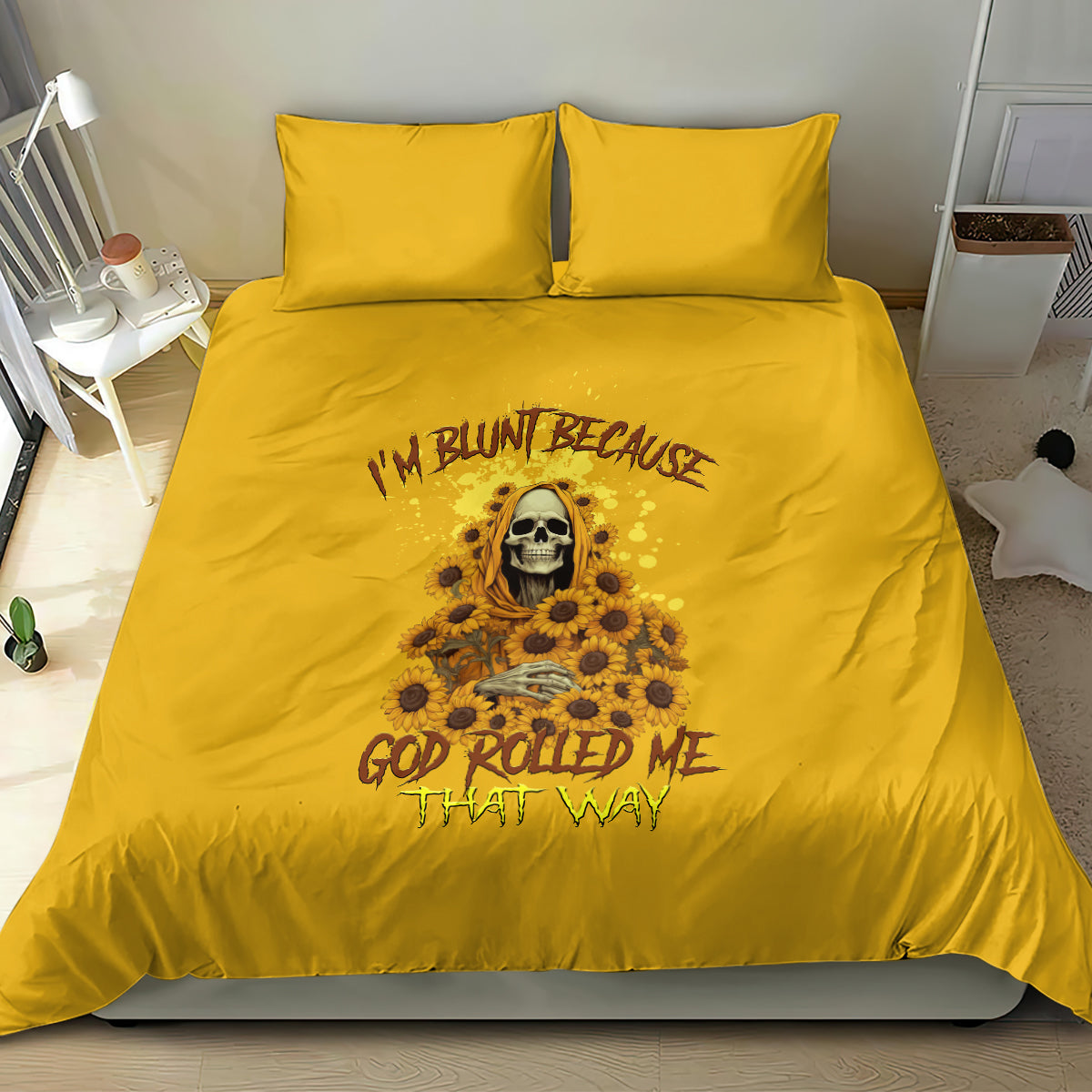 I'm Blunt Because God Rolled Me Sunflower Reaper Bedding Set - Wonder Print Shop