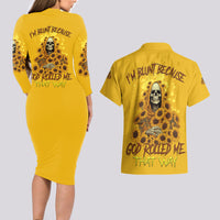 I'm Blunt Because God Rolled Me Sunflower Reaper Couples Matching Long Sleeve Bodycon Dress and Hawaiian Shirt - Wonder Print Shop