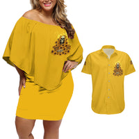 I'm Blunt Because God Rolled Me Sunflower Reaper Couples Matching Off Shoulder Short Dress and Hawaiian Shirt - Wonder Print Shop