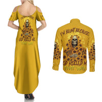 I'm Blunt Because God Rolled Me Sunflower Reaper Couples Matching Summer Maxi Dress and Long Sleeve Button Shirt - Wonder Print Shop