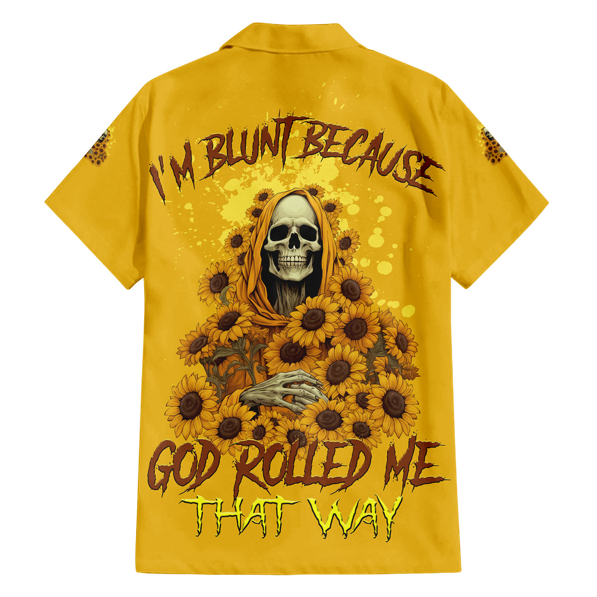 I'm Blunt Because God Rolled Me Sunflower Reaper Family Matching Long Sleeve Bodycon Dress and Hawaiian Shirt - Wonder Print Shop