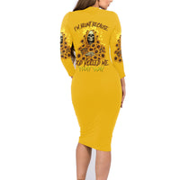 I'm Blunt Because God Rolled Me Sunflower Reaper Family Matching Long Sleeve Bodycon Dress and Hawaiian Shirt - Wonder Print Shop