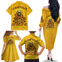 I'm Blunt Because God Rolled Me Sunflower Reaper Family Matching Off Shoulder Long Sleeve Dress and Hawaiian Shirt - Wonder Print Shop