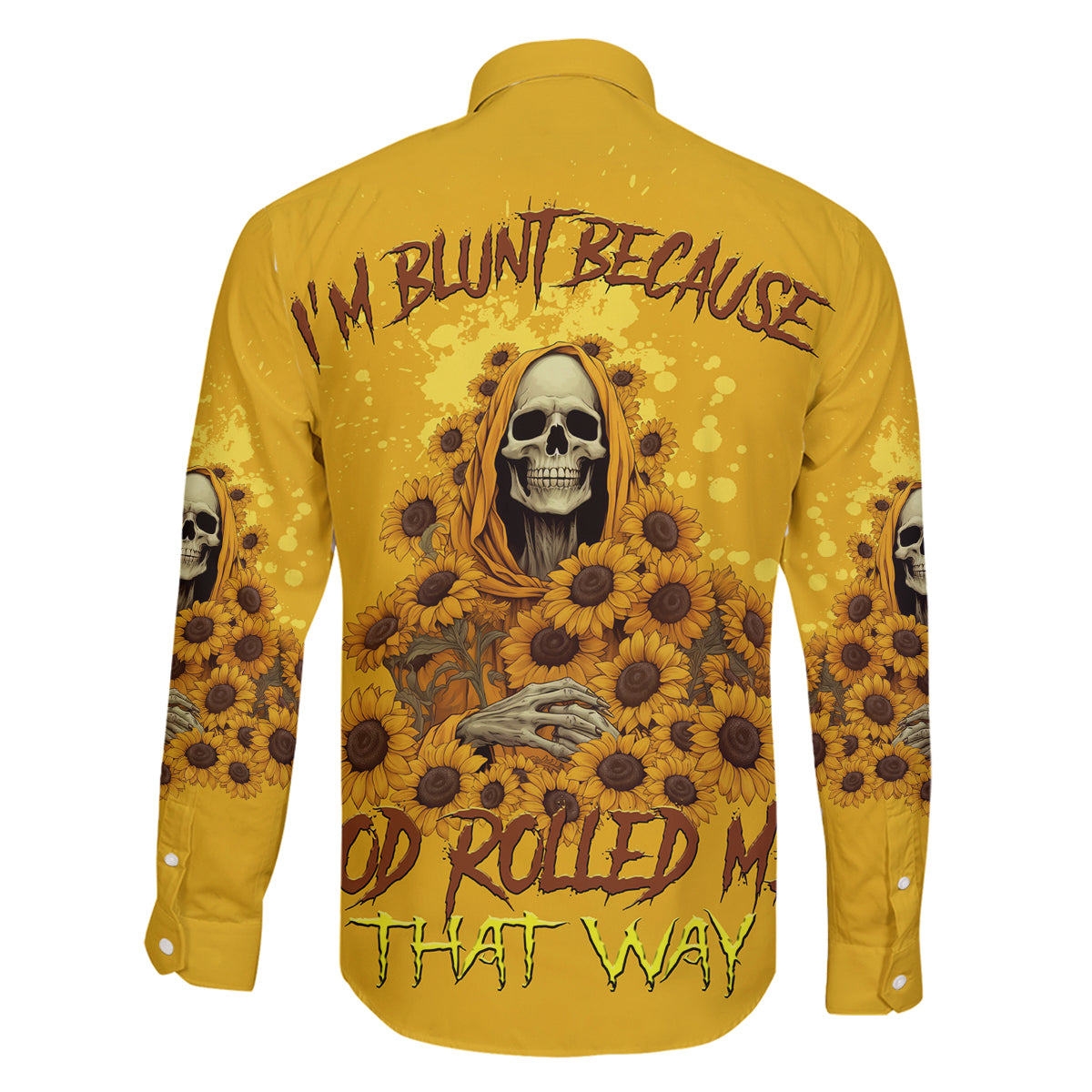 I'm Blunt Because God Rolled Me Sunflower Reaper Family Matching Off Shoulder Maxi Dress and Hawaiian Shirt - Wonder Print Shop
