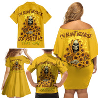 I'm Blunt Because God Rolled Me Sunflower Reaper Family Matching Off Shoulder Short Dress and Hawaiian Shirt - Wonder Print Shop