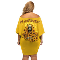 I'm Blunt Because God Rolled Me Sunflower Reaper Family Matching Off Shoulder Short Dress and Hawaiian Shirt - Wonder Print Shop