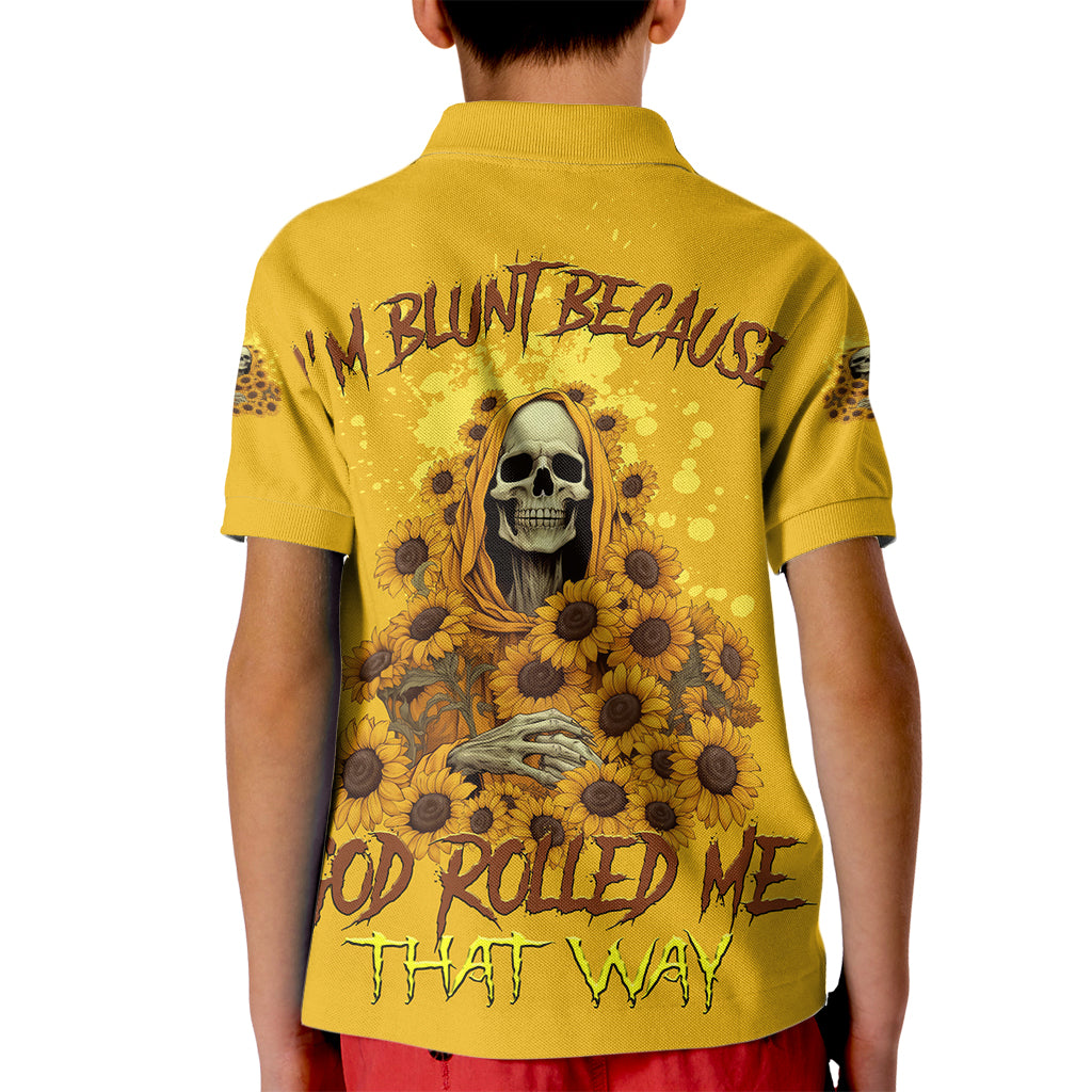 I'm Blunt Because God Rolled Me Sunflower Reaper Kid Polo Shirt - Wonder Print Shop
