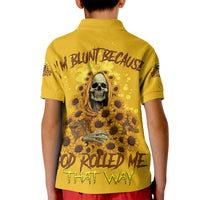 I'm Blunt Because God Rolled Me Sunflower Reaper Kid Polo Shirt - Wonder Print Shop