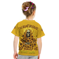 I'm Blunt Because God Rolled Me Sunflower Reaper Kid T Shirt - Wonder Print Shop