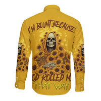 I'm Blunt Because God Rolled Me Sunflower Reaper Long Sleeve Button Shirt - Wonder Print Shop