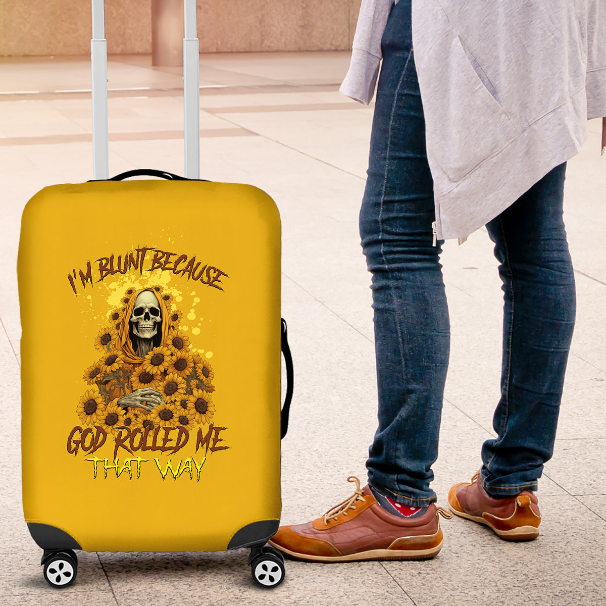 I'm Blunt Because God Rolled Me Sunflower Reaper Luggage Cover - Wonder Print Shop
