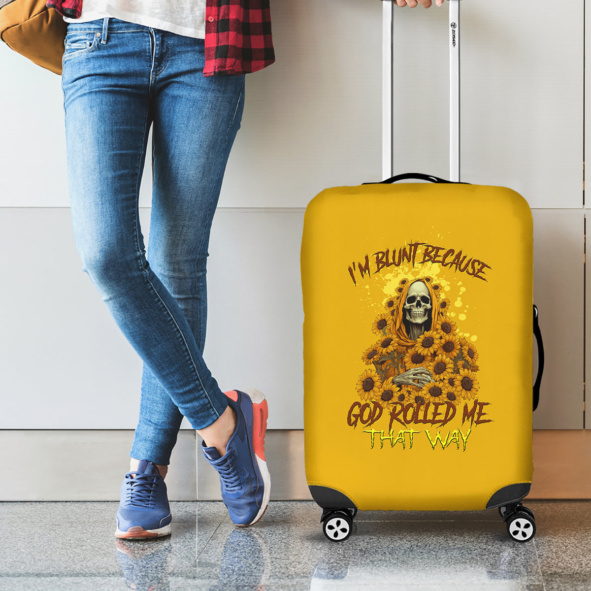 I'm Blunt Because God Rolled Me Sunflower Reaper Luggage Cover - Wonder Print Shop