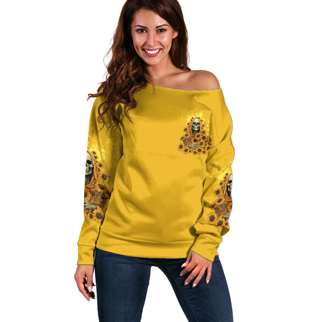 I'm Blunt Because God Rolled Me Sunflower Reaper Off Shoulder Sweater - Wonder Print Shop