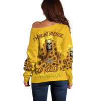 I'm Blunt Because God Rolled Me Sunflower Reaper Off Shoulder Sweater - Wonder Print Shop